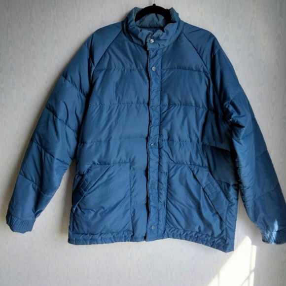 Vtg 70s Montgomery Ward Women's XL Down Filled Puffer Jacket Insulated Coat Blue - Picture 1 of 8